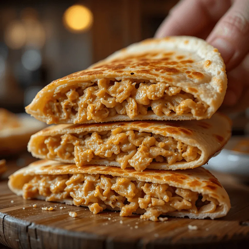 Juicy, golden-brown chicken cooking in a skillet, surrounded by fresh tortillas, spices, and colorful ingredients for a perfect quesadilla.