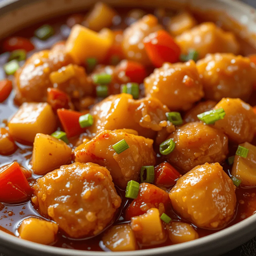 A kitchen scene with ingredients like honey, maple syrup, citrus fruits, and various vinegars, used to customize a sweet and sour sauce.