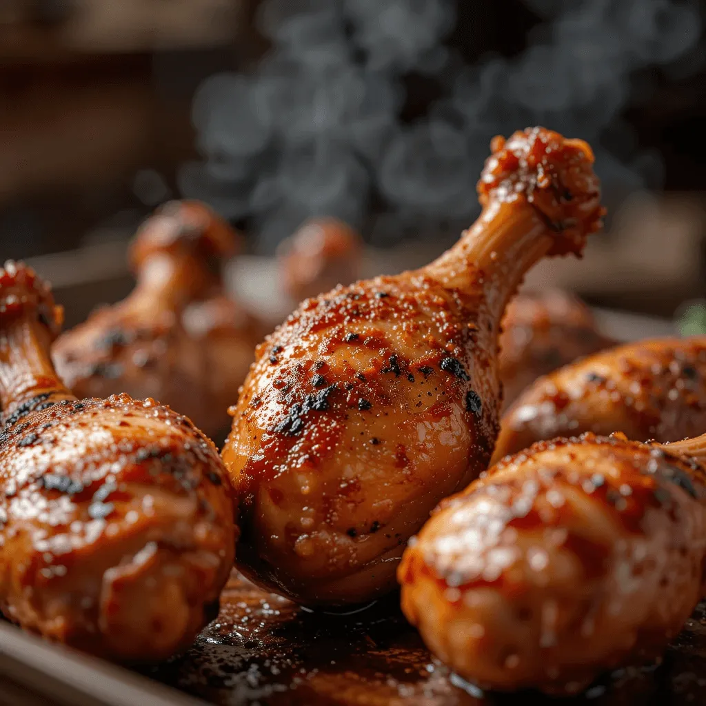 Golden-brown chicken drumsticks with crispy skin and juicy meat, showing the proper internal temperature of 165°F.